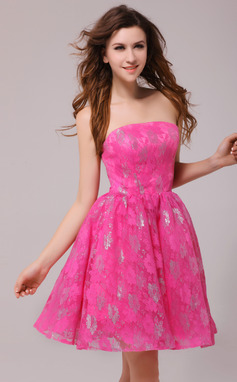 Ligne-A/Princesse Sans bretelles Mi-longues dentelle Robe de Cocktail (016013980)