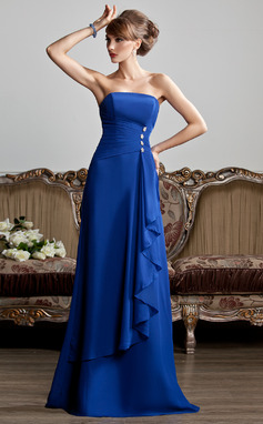 A-Lijn/Prinses Strapless Vloerlengte Chiffon Avondjurken met Roes Kraal (017013808)