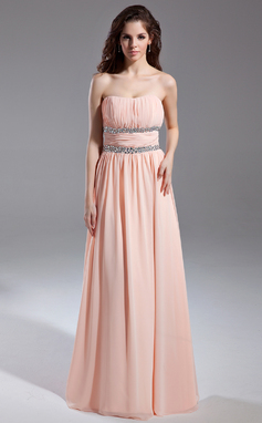 A-Lijn/Prinses Strapless Vloerlengte Chiffon Galajurk met Roes Kraal (018015615)