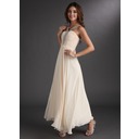 A-Line/Princess V-neck Ankle-Length Chiffon Holiday Dress With Ruffle Beading (020016843)